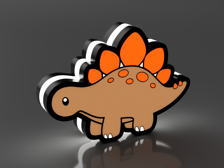 Kleine LED-lamp met 3D-geprinte Stegosaurus