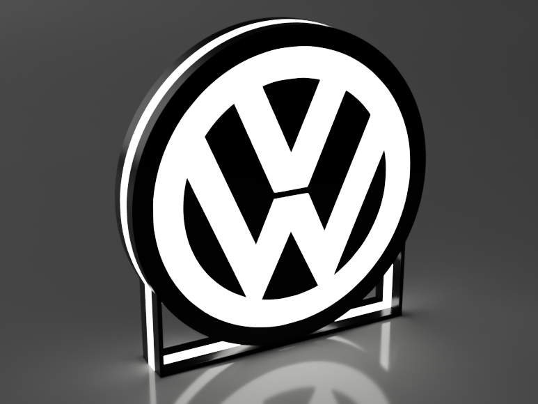Grote 3D-geprinte LED-lamp met Volkswagen logo