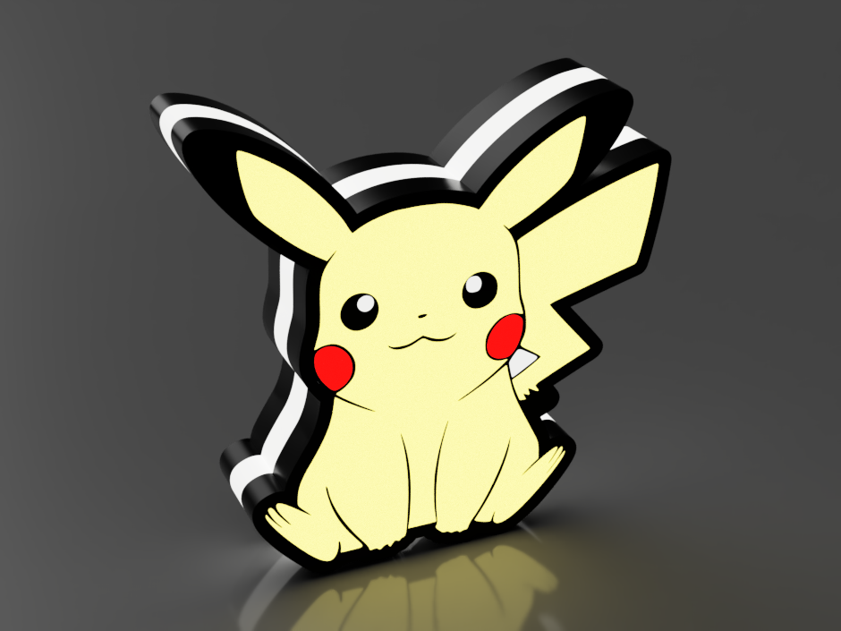 Kleine LED-lamp met 3D-geprinte Pikachu