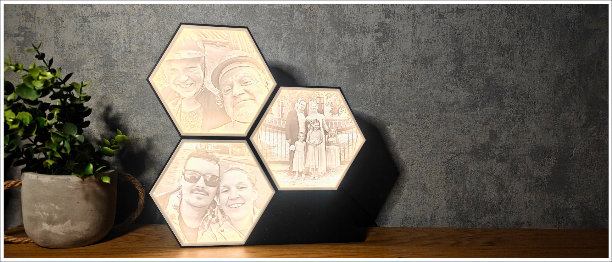 Gepersonaliseerde 6-hoek LED lithophane lamp 📸