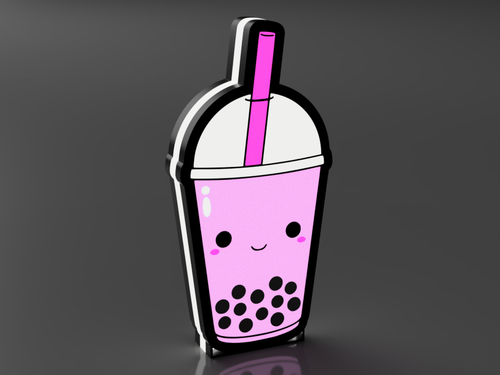 Middelgrote LED-lamp in roze met 3D-ontwerp van bubble tea beker