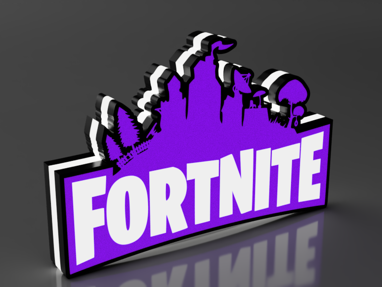 Grote LED-lamp met 3D-geprint Fortnite logo