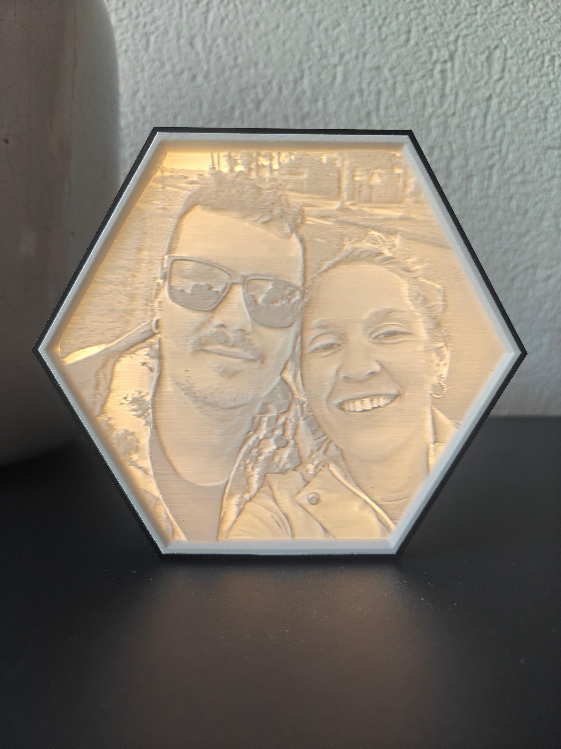 Gepersonaliseerde 6-hoek LED lithophane lamp 📸