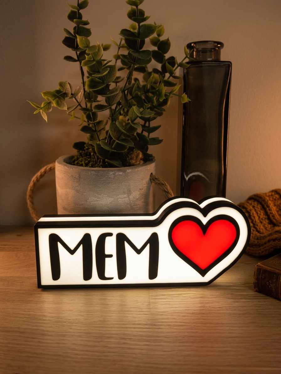 3D Geprinte LED Lamp Mem ❤️
