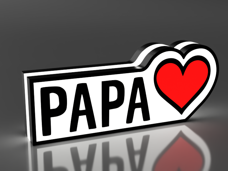 Kleine LED-lamp met 3D-geprinte ‘Papa ♥’ design
