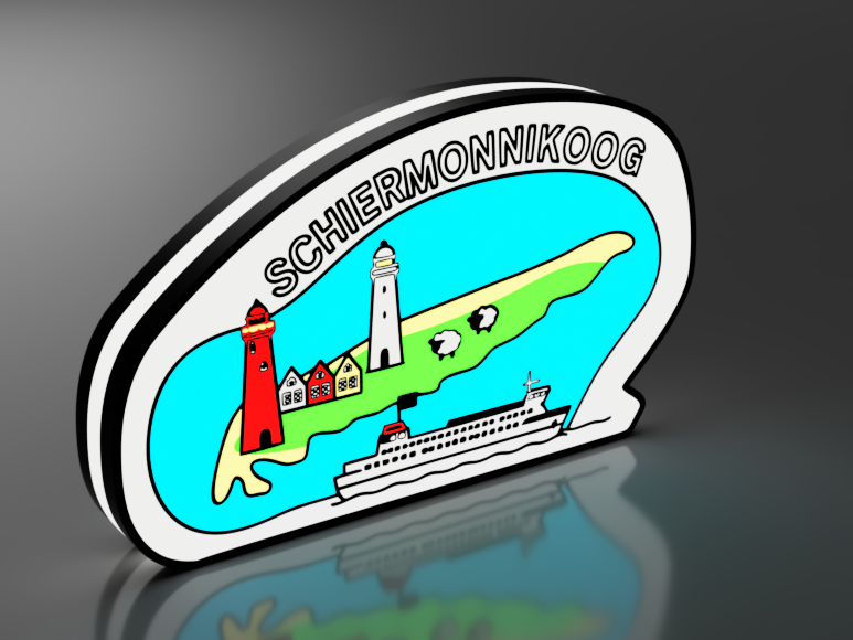 LED-lamp met 3D-geprinte contour van Schiermonnikoog eiland