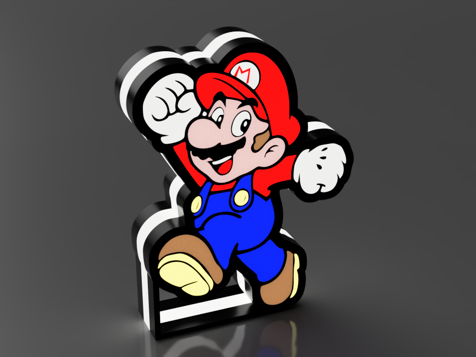 Kleine LED-lamp met 3D-geprint Mario karakter