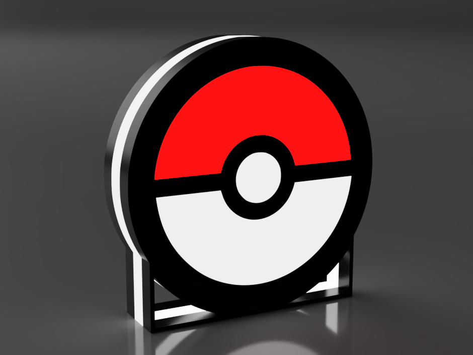 Kleine 3D-geprinte LED-lamp in de vorm van een Pokéball