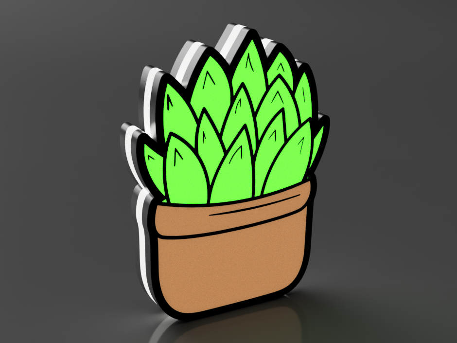 Grote LED-lamp met 3D-geprinte vetplant design