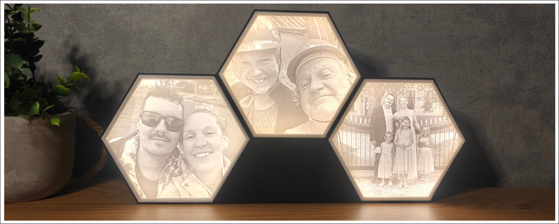 Gepersonaliseerde 6-hoek LED lithophane lamp 📸